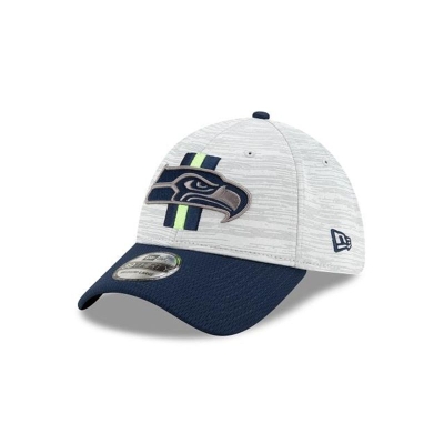 Blue Seattle Seahawks Hat - New Era NFL Official NFL Training 39THIRTY Stretch Fit Caps USA0971254